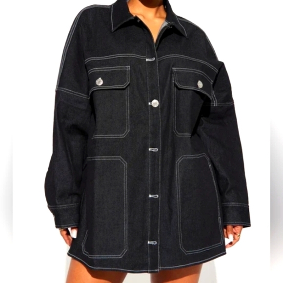 Fashion Nova over size women's carpenter denim long sleeves top Size: 2 X - Picture 1 of 5